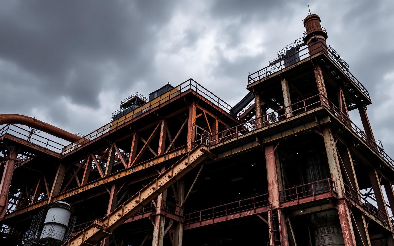 Ageing steel structure of an industrial processing plant